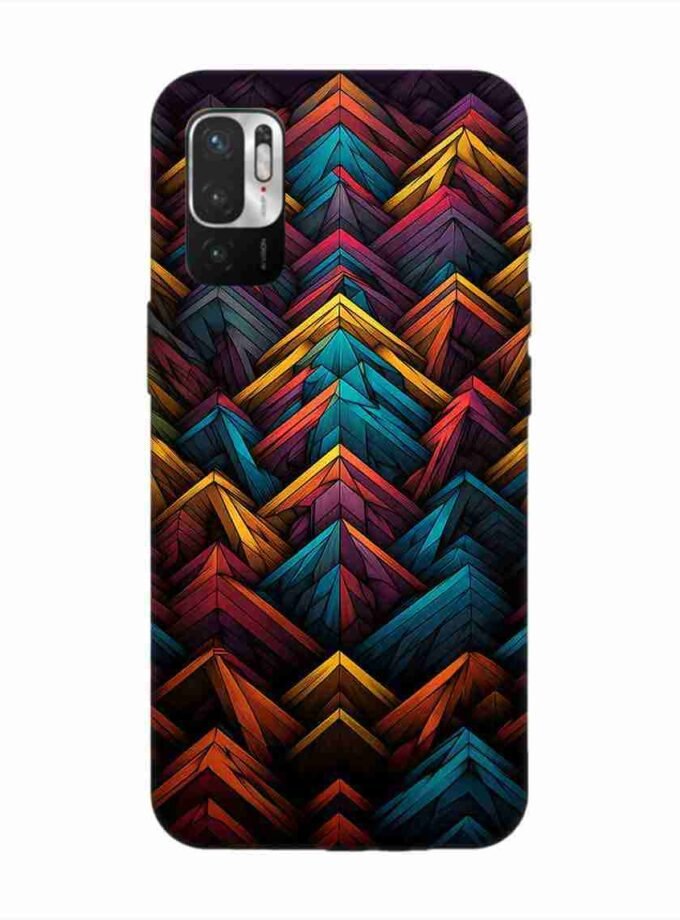 Custom Printed Case Cover for Xiaomi Redmi Note 10T (5G) Close Up Colorful Pattern Triangles Black Background