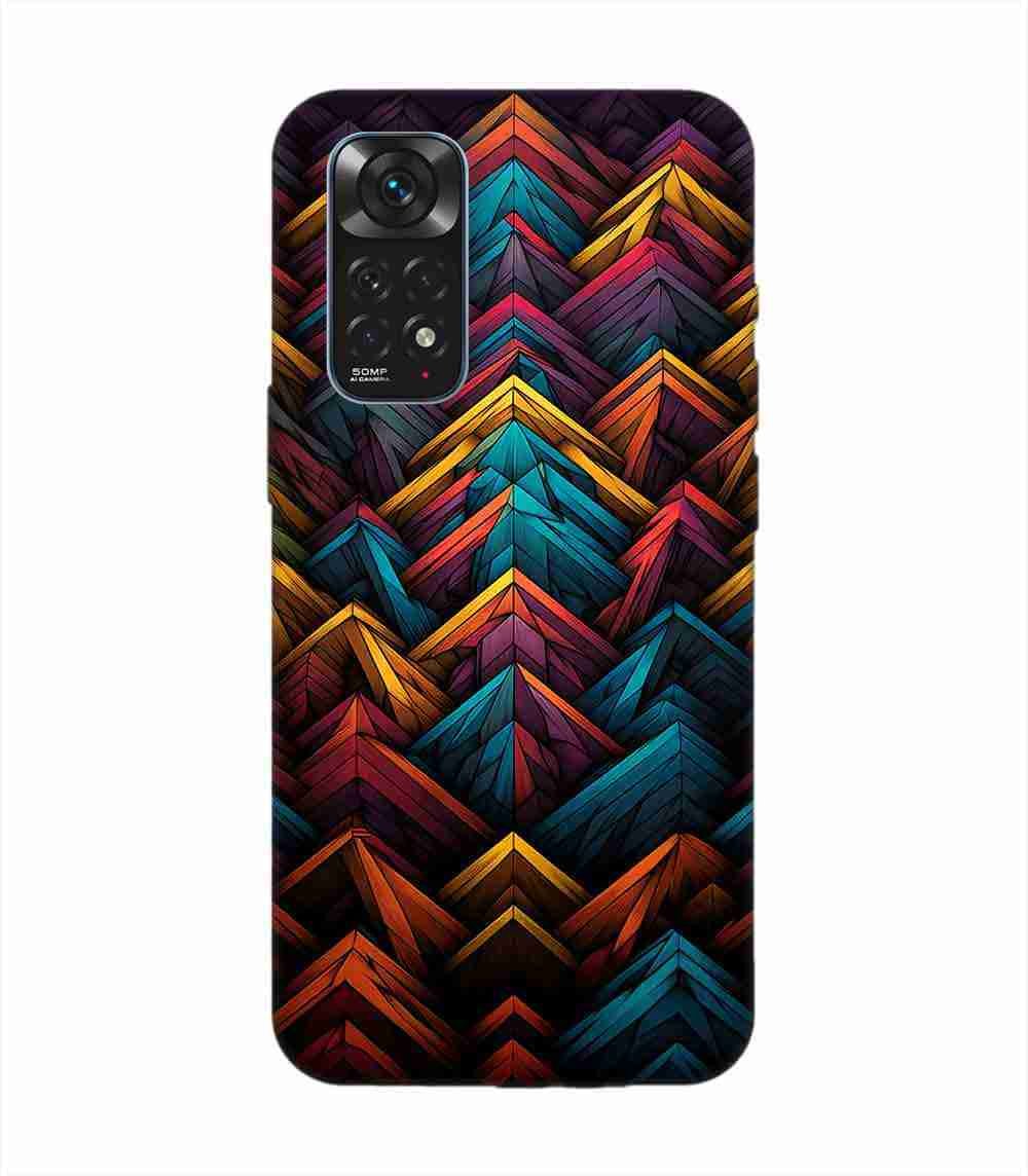 Custom Printed Case Cover for Xiaomi Redmi Note 11 Close Up Colorful Pattern Triangles Black Background