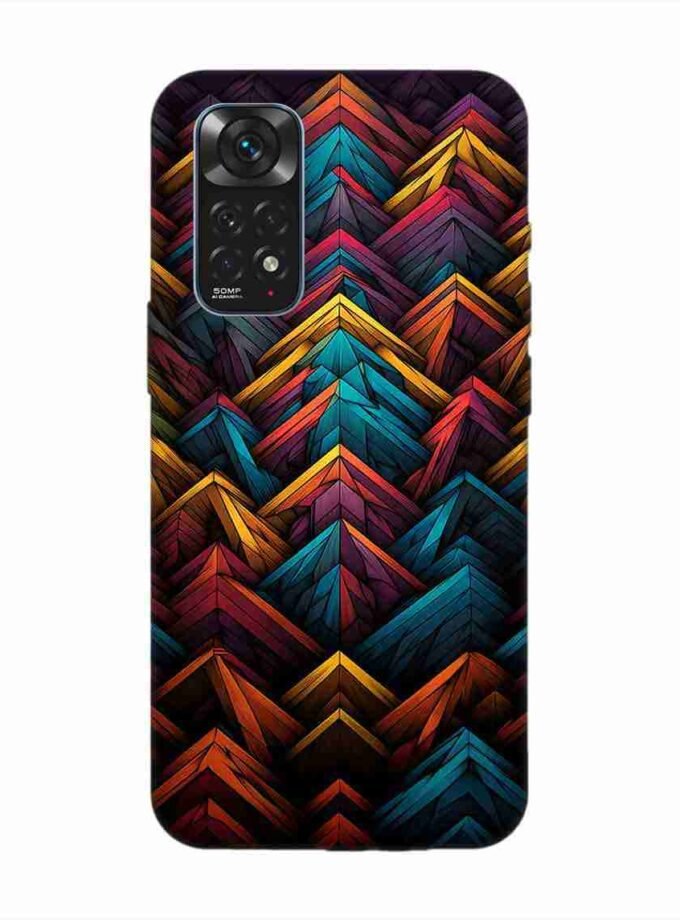 Custom Printed Case Cover for Xiaomi Redmi Note 11S Close Up Colorful Pattern Triangles Black Background