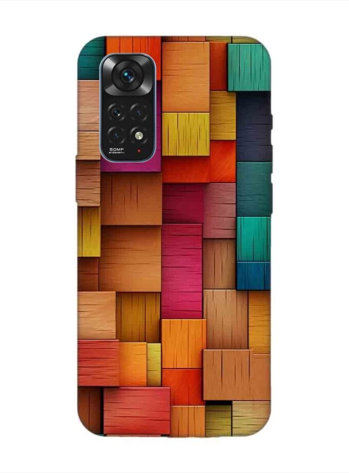 Custom Printed Case Cover for Xiaomi Redmi Note 11S Close Up Colorful Wooden Wall With Lot Different Colors