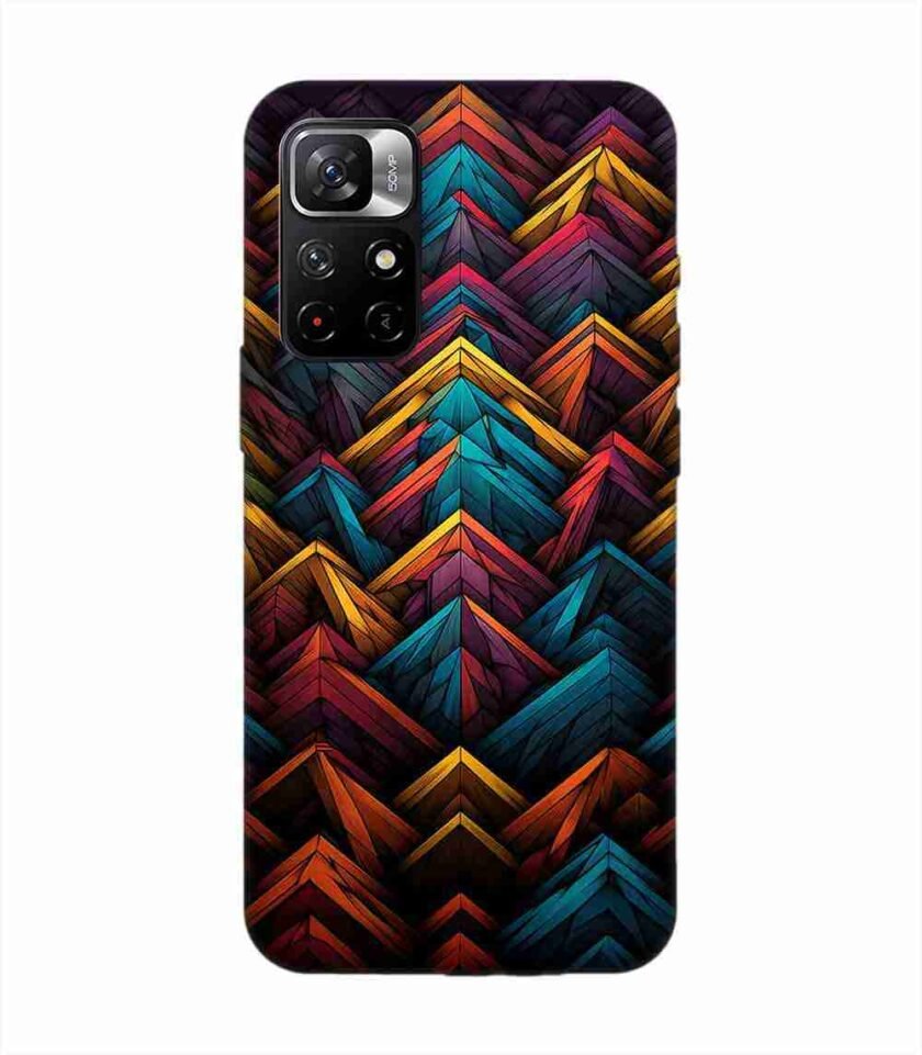 Custom Printed Case Cover for Xiaomi Redmi Note 11T (5G) Close Up Colorful Pattern Triangles Black Background