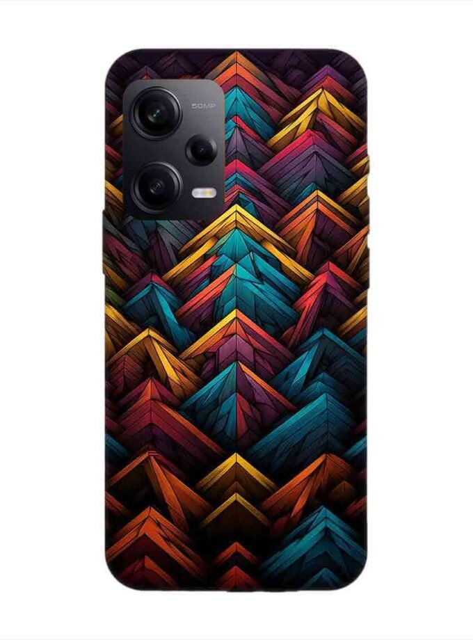Custom Printed Case Cover for Xiaomi Redmi Note 12 Pro (5G) Close Up Colorful Pattern Triangles Black Background