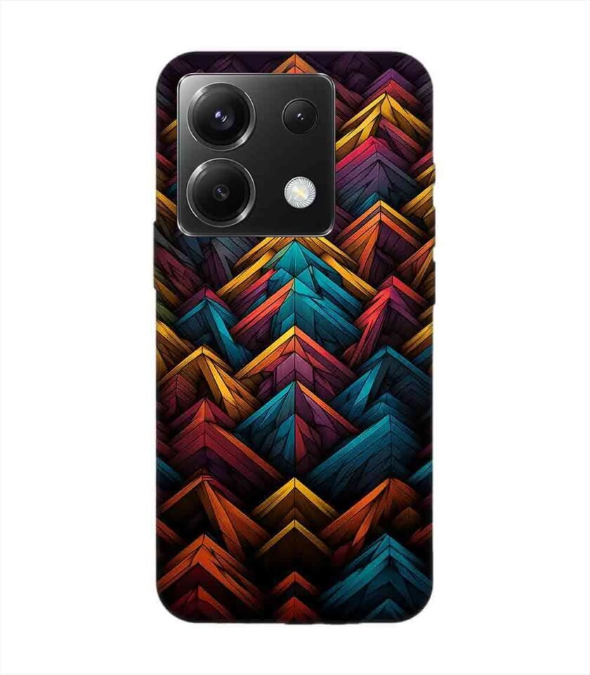 Custom Printed Case Cover for Xiaomi Redmi  Note 13 (5G) Close Up Colorful Pattern Triangles Black Background