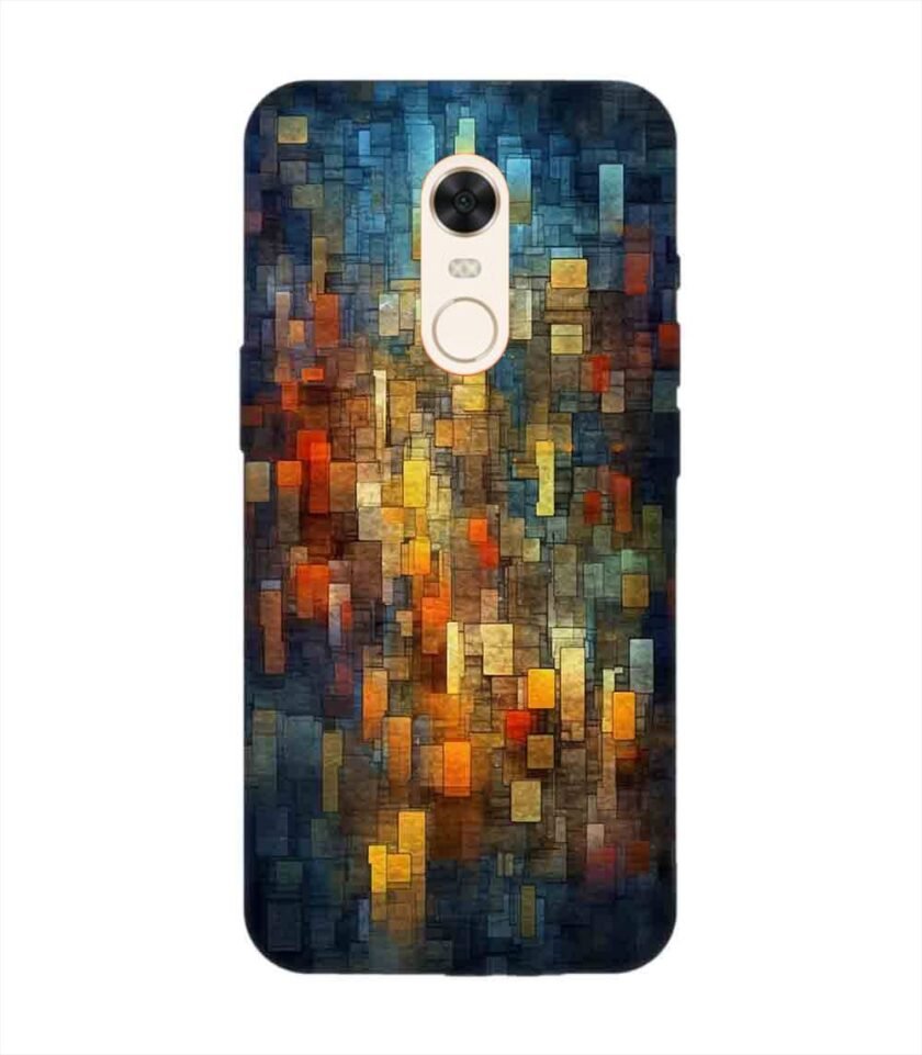 Custom Printed Case Cover for Xiaomi Redmi Note 4 Close Up Colorful Mosaic Squares Shapes