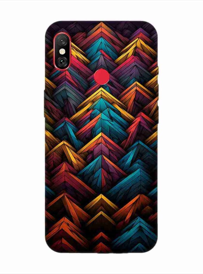 Custom Printed Case Cover for Xiaomi Redmi Note 6 Pro Close Up Colorful Pattern Triangles Black Background