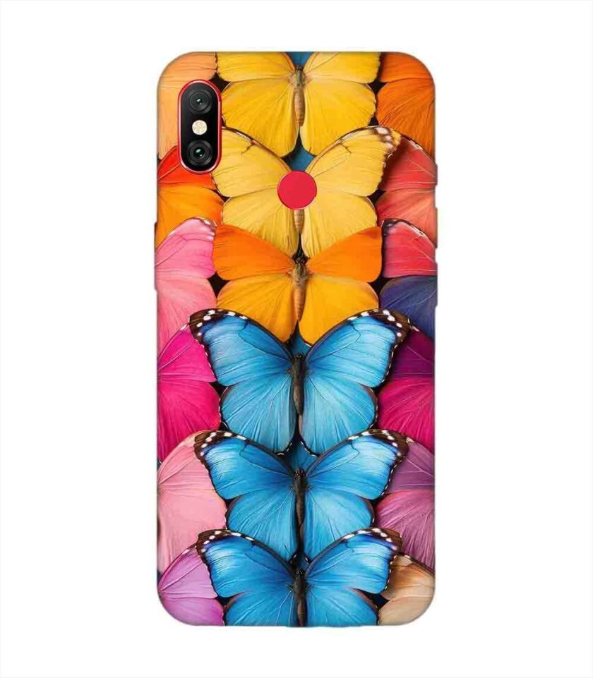 Custom Printed Case Cover for Xiaomi Redmi Note 6 Pro Closeup Colorful Butterfly Collection Display