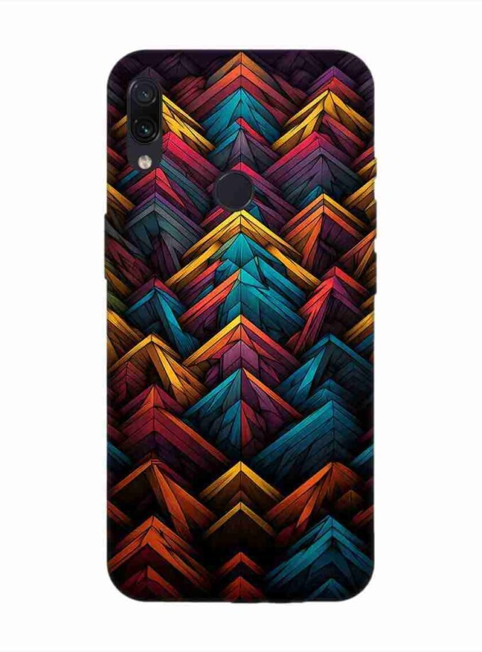 Custom Printed Case Cover for Xiaomi Redmi Note 7 Pro Close Up Colorful Pattern Triangles Black Background