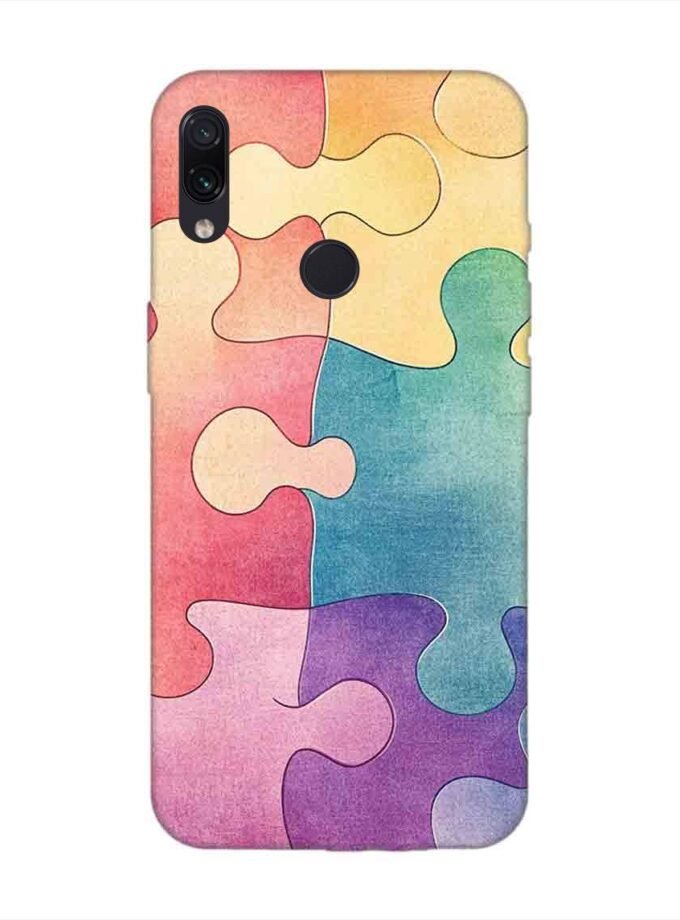 Custom Printed Case Cover for Xiaomi Redmi Note 7 Pro Close Up Colorful Puzzle Piece With One Missing