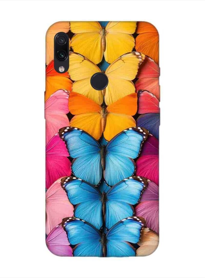 Custom Printed Case Cover for Xiaomi Redmi Note 7 Pro Closeup Colorful Butterfly Collection Display