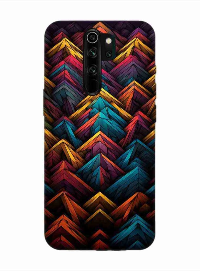 Custom Printed Case Cover for Xiaomi Redmi Note 8 Pro Close Up Colorful Pattern Triangles Black Background