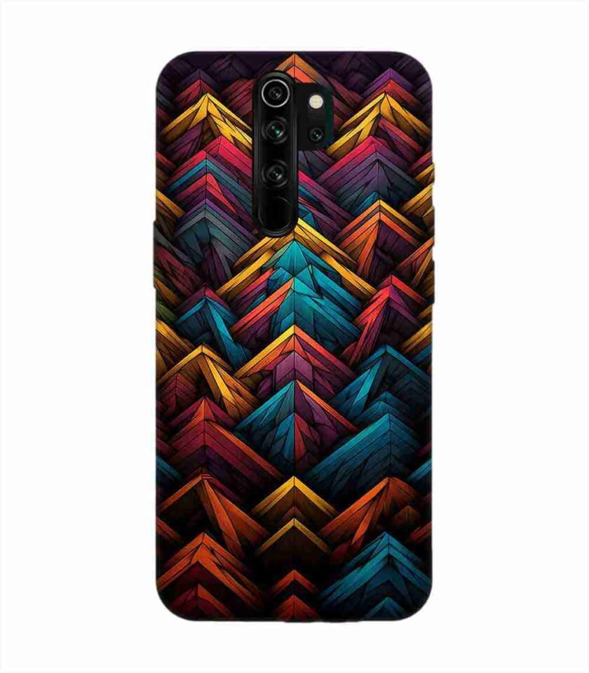 Custom Printed Case Cover for Xiaomi Redmi Note 8 Pro Close Up Colorful Pattern Triangles Black Background