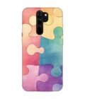 Custom Printed Case Cover for Xiaomi Redmi Note 8 Pro Close Up Colorful Puzzle Piece With One Missing
