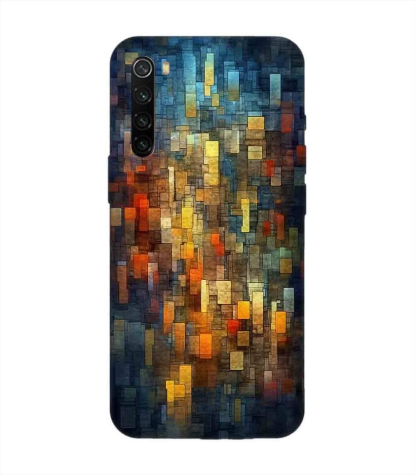 Custom Printed Case Cover for Xiaomi Redmi Note 8 Close Up Colorful Mosaic Squares Shapes