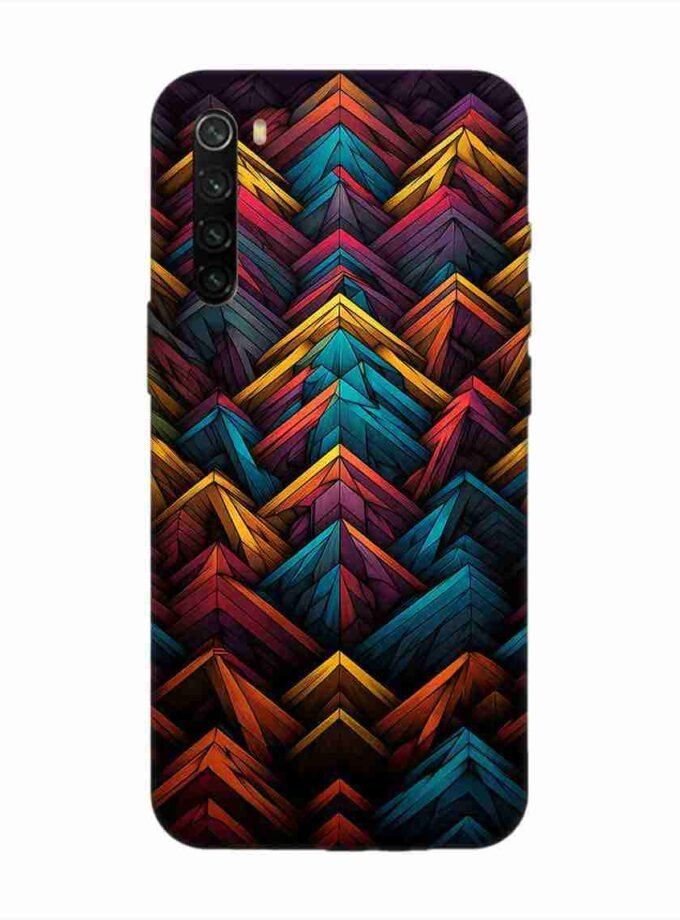 Custom Printed Case Cover for Xiaomi Redmi Note 8 Close Up Colorful Pattern Triangles Black Background