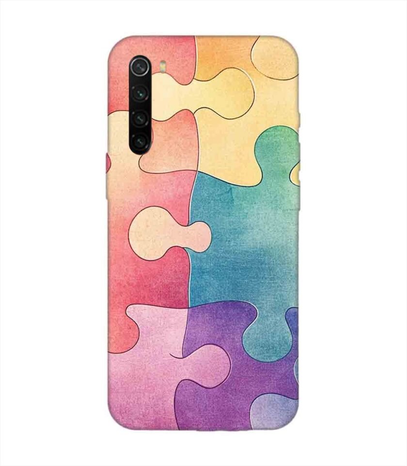 Custom Printed Case Cover for Xiaomi Redmi Note 8 Close Up Colorful Puzzle Piece With One Missing