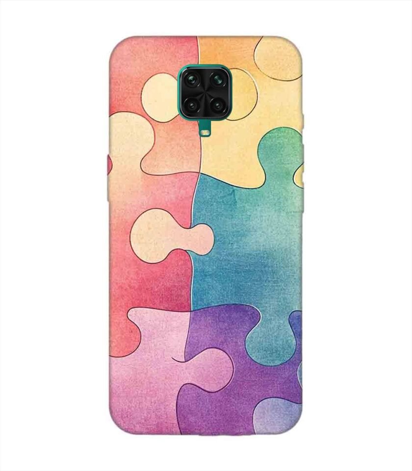 Custom Printed Case Cover for Xiaomi Redmi Note 9 Pro Max Close Up Colorful Puzzle Piece With One Missing