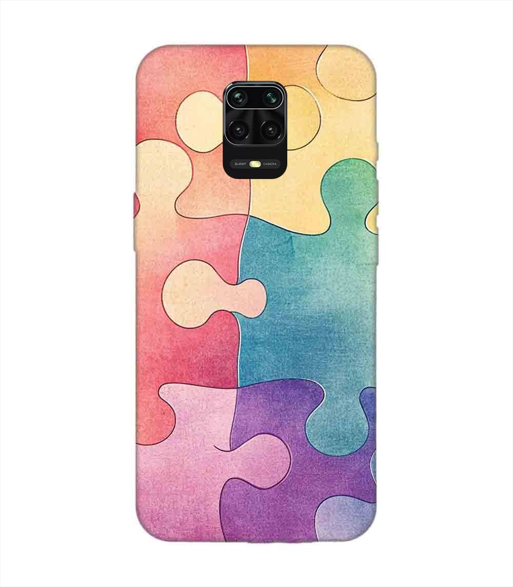 Custom Printed Case Cover for Xiaomi Redmi Note 9 Pro Close Up Colorful Puzzle Piece With One Missing