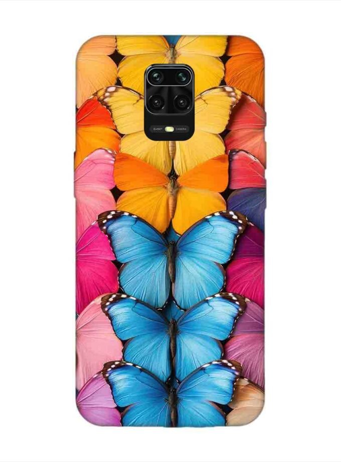Custom Printed Case Cover for Xiaomi Redmi Note 9 Pro Closeup Colorful Butterfly Collection Display
