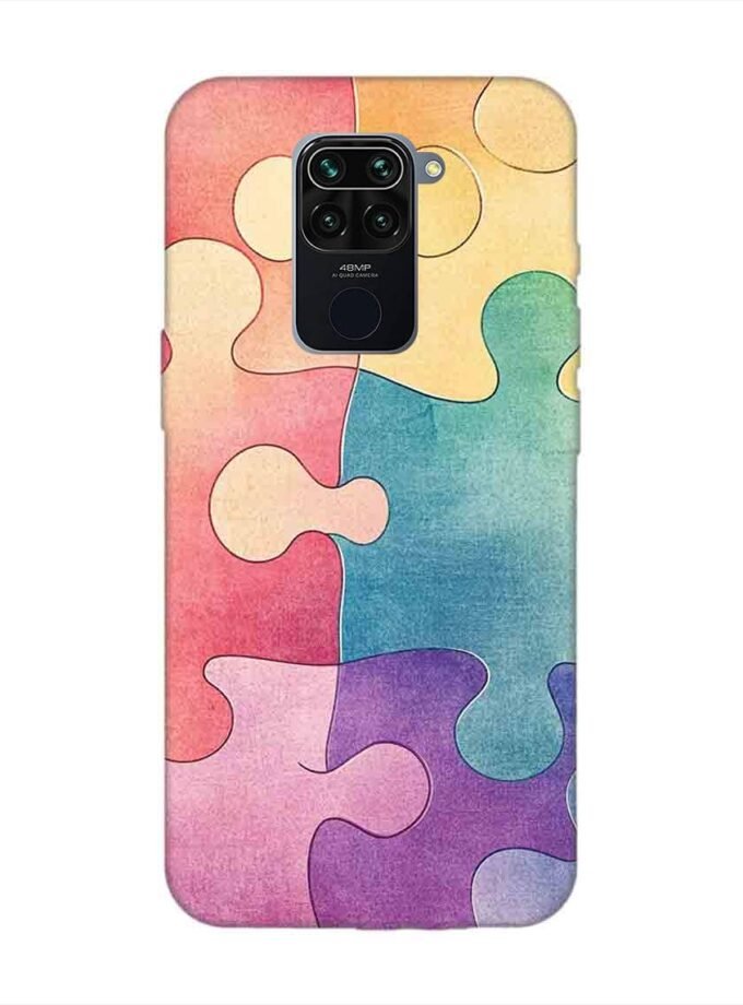 Custom Printed Case Cover for Xiaomi Redmi Note 9 Close Up Colorful Puzzle Piece With One Missing