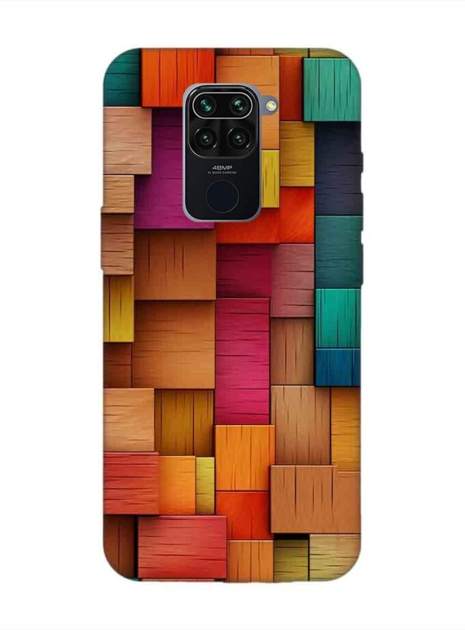 Custom Printed Case Cover for Xiaomi Redmi Note 9 Close Up Colorful Wooden Wall With Lot Different Colors