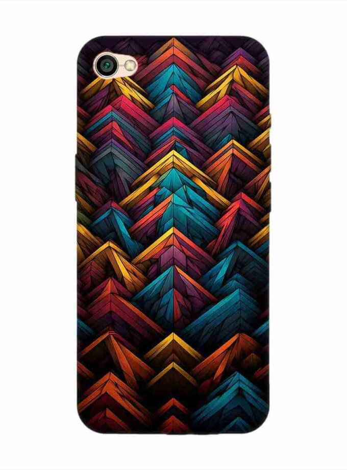 Custom Printed Case Cover for Xiaomi Redmi Y1 Lite Close Up Colorful Pattern Triangles Black Background