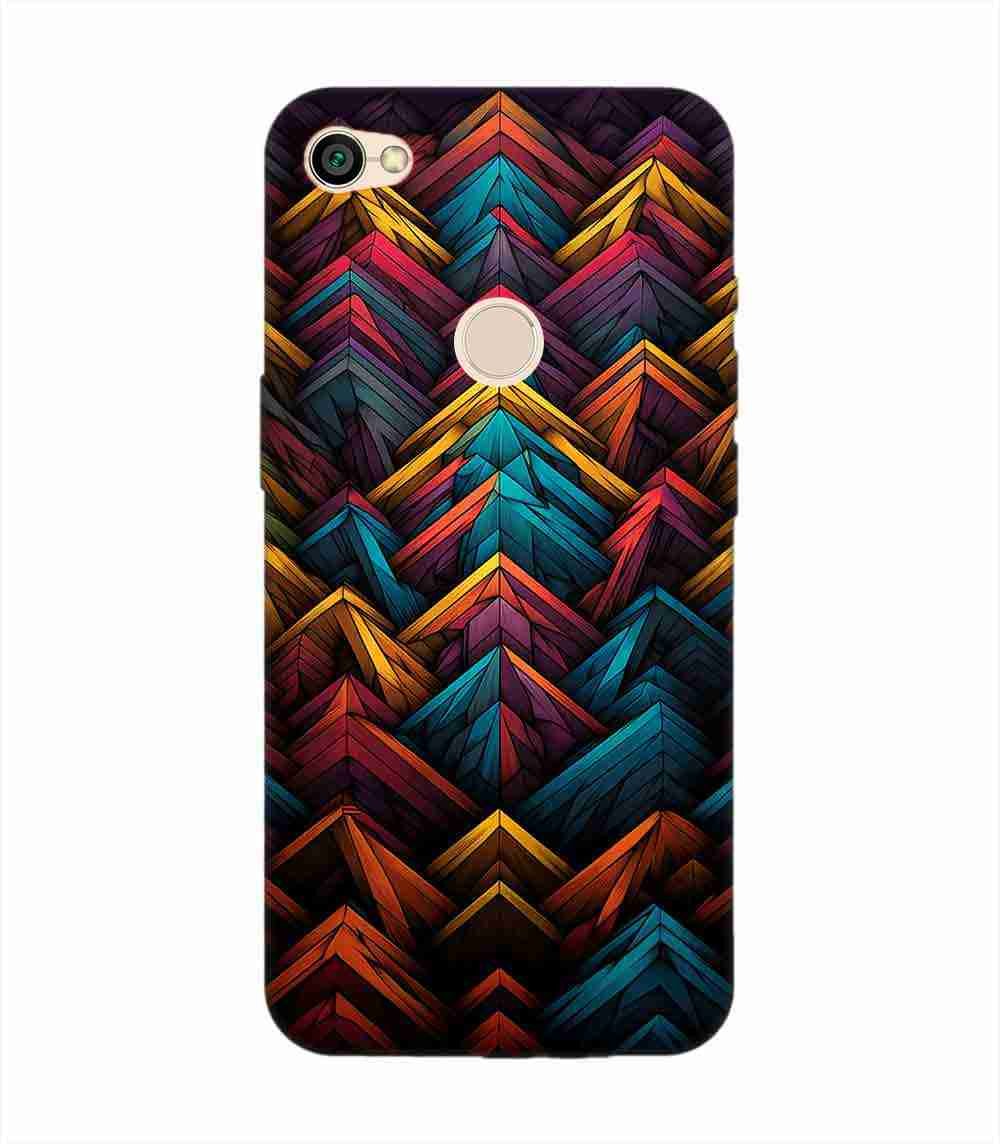 Custom Printed Case Cover for Xiaomi Redmi Y1 Close Up Colorful Pattern Triangles Black Background