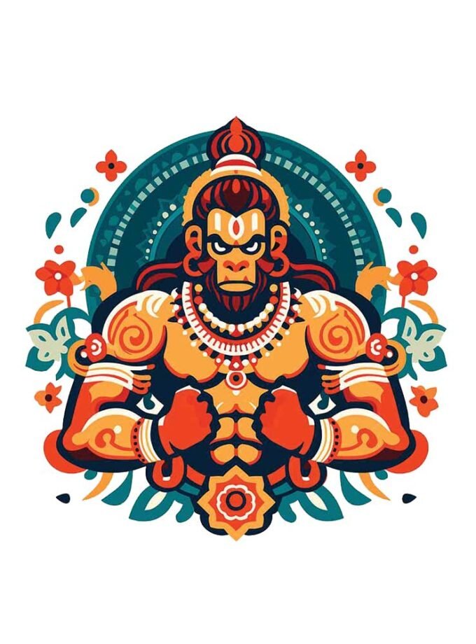 Lord Hanuman God Poster Art Angry Powerful Shri Ram Hanuman Tshirt Design